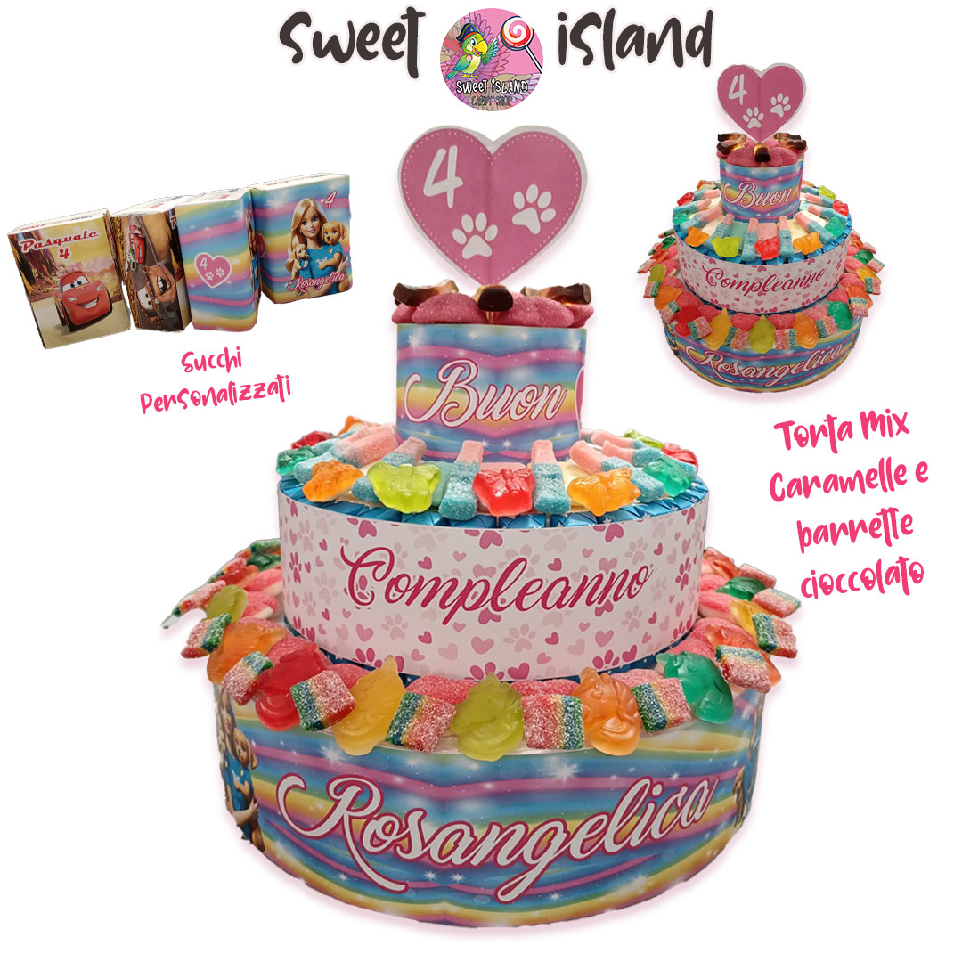 kit torta con barrette e succhi