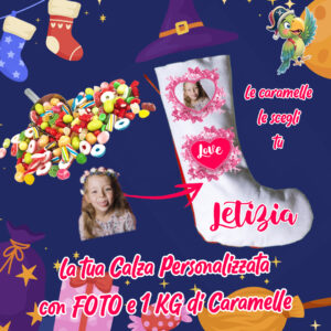 CALZA BEFANA personalizza con STAMPA FOTO e 1 KG di CARAMELLE a scelta